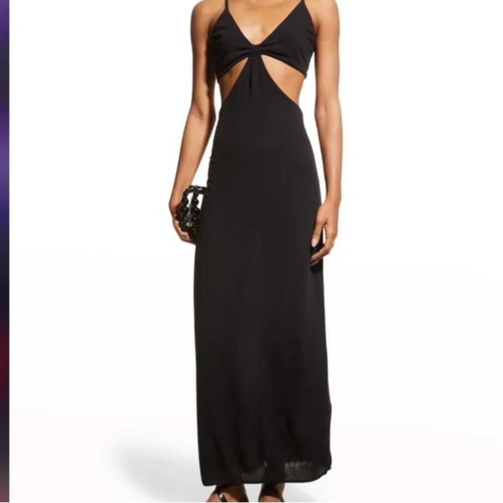 PQ Swim Sienna Open Back Cutout Maxi Dress Size M/L Black - Picture 2 of 8